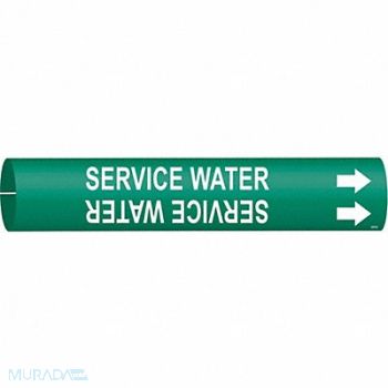 BRADY Pipe Marker Service Water 2 in H 2 in W, 8XCX2