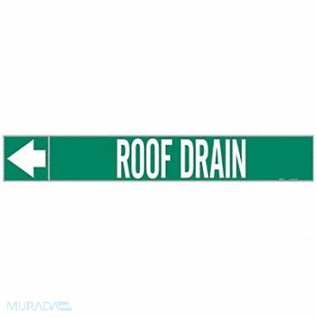 BRADY Pipe Marker Roof Drain 1in H 8in W, 8XEC8