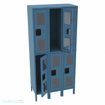 TENNSCO Wrdrb Lockr Clearview 3 Wide 2 Tier Blue, 8XEJ7