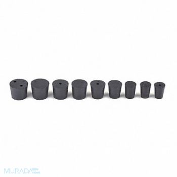 GRAINGER APPROVED Stopper Assortment Black Natural Rubber, 8XEK7