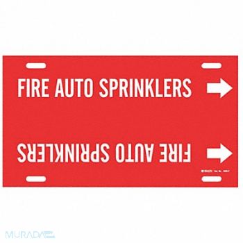 BRADY Pipe Mrkr Fire Auto Spnklrs 8in H 16in W, 8XEW5