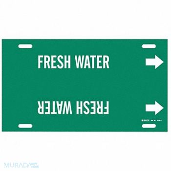 BRADY Pipe Marker Fresh Water 10 in H 24 in W, 8XEY9