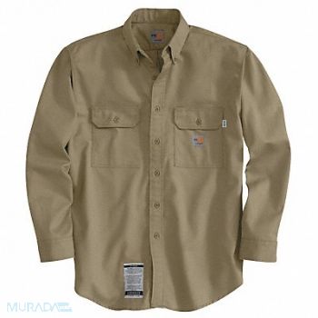 CARHARTT E6404 FR Long Sleeve Shirt Khaki 4XLT Button, 9KNK8