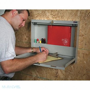 WALLWRITE Wall Mounted Desk 20x16-3/8x3-3/8 In Red, 8Y547