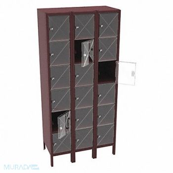 TENNSCO Box Locker Clearview 3 Wide 6 Tier Wine, 8YD40