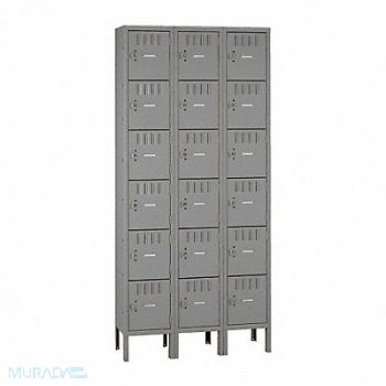 TENNSCO Box Locker Louvered 3 Wide 6 Tier Gray, 8ZDC1