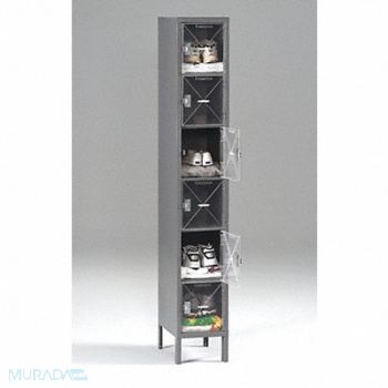 TENNSCO Box Locker Clearview 1 Wide 6 Tier Gray, 8ZEF7