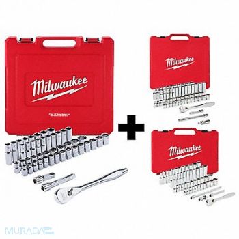 MILWAUKEE Rachet 47pc 1/2 3/8 56pc 1/4 50pc, 383YE3