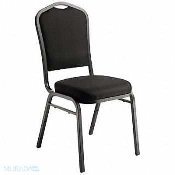 NATIONAL PUBLIC SEATING Stack Chair Black Fabric Black Frame, 49VR91