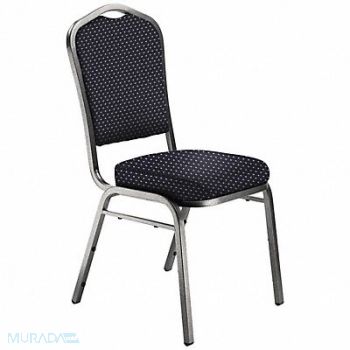 NATIONAL PUBLIC SEATING Stack Chair Navy Fabric Silvervein Frame, 49VR94
