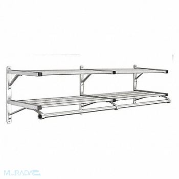 GLARO Coat Rack 2 Shelves 72 In W Satin Alum, 9AEM4
