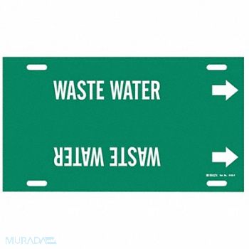 BRADY Pipe Marker Waste Water 8 in H 16 in W, 9AGA8