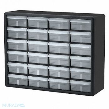 AKRO-MILS Bin Cab 24ClearDrwr Blk 15.75 H ClrDrwr, 9AGY9