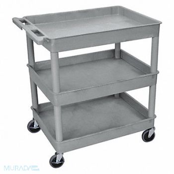 GRAINGER APPROVED Utility Cart 400 lb Cap. PE 3 Shelves, 9APA5