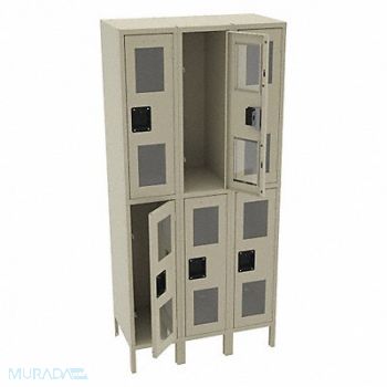 TENNSCO Wrdrb Lockr Clearview 3 Wide 2 Tier Sand, 9AR04