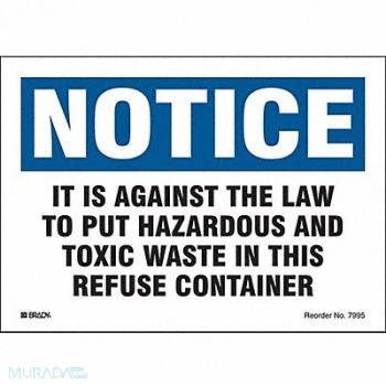 BRADY DOT Handling Label Waste 7 Label W PK10, 9CFD4