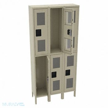 TENNSCO Wrdrb Lockr Clearview 3 Wide 2 Tier Sand, 9CPP1