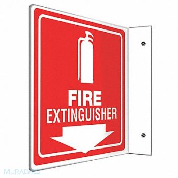 ACCUFORM Fire Extinguisher Sign 8X8 WHT/R PS, 772Z03