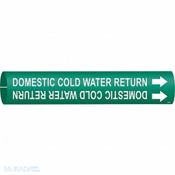 BRADY Pipe Marker Domestic Cold Water Return, 9DTW9