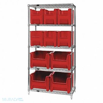 QUANTUM STORAGE SYSTEMS F1593 Bin Shlvng 18inx74inx36in Red, 9DZA9