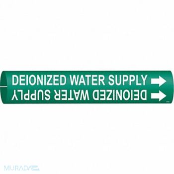 BRADY Pipe Marker Deionized Water Supply 2in H, 9E356