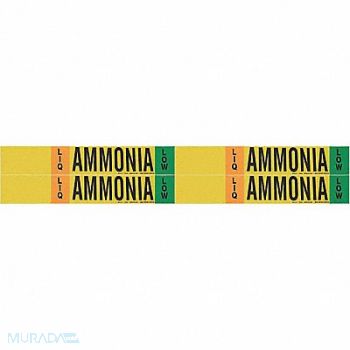 BRADY Pipe Marker Ammonia 1 1/8in H 7in W, 9E513