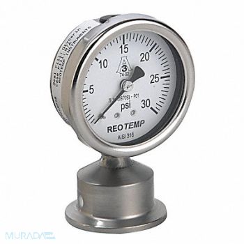 REOTEMP Pressure Gauge 0 to 60 psi 2-1/2In 1-1/2, 9WNU4