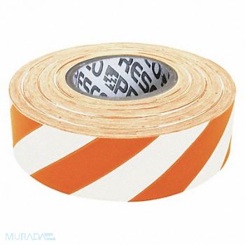PRESCO PRODUCTS CO Flagging Tape Wh/Orng 300ft x 1-3/16 In, 9EVP6