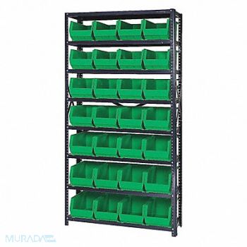 QUANTUM STORAGE SYSTEMS E1498 Bin Shlvng 12inx75inx36in Green, 9F272