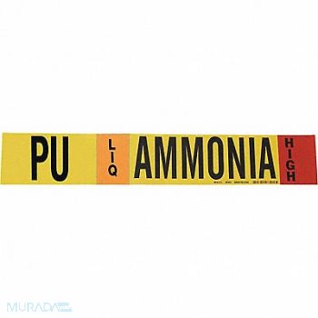 BRADY Pipe Marker Ammonia 2 1/4 in H 14 in W, 9F723