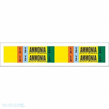 BRADY Pipe Marker Ammonia 1 1/8in H 7in W, 9GE22