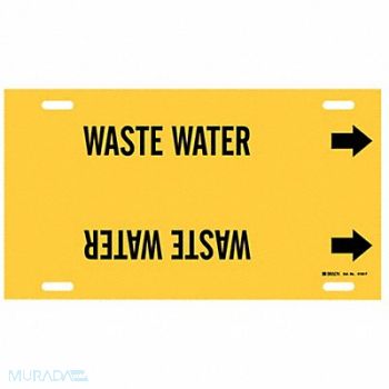 BRADY Pipe Marker Waste Water 8 in H 16 in W, 9GEU9