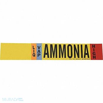 BRADY Pipe Marker Ammonia 4 in H 24 in W, 9J168