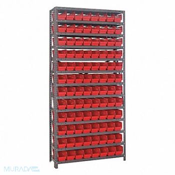 QUANTUM STORAGE SYSTEMS E1506 Bin Shlvng 12inx75inx36in Red, 9J495
