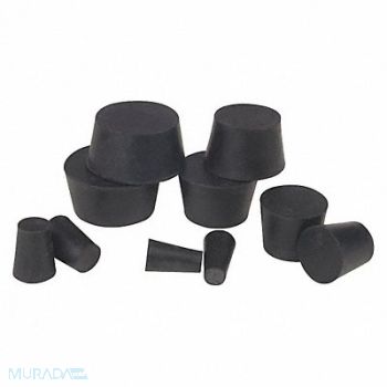 GRAINGER APPROVED Stopper Assortment Black Natural Rubber, 9JDR0