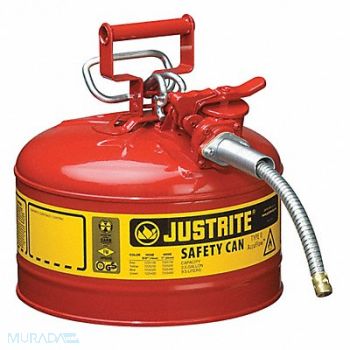 JUSTRITE Type II Safety Can 12 in Red 2-1/2 gal., 9JFG0