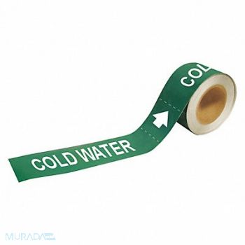 BRADY Pipe Marker Cold Water 2in H 12in W, 9K973