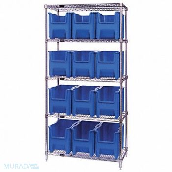 QUANTUM STORAGE SYSTEMS Bin Shlvng 18inx74inx36in Blue, 9KGP2
