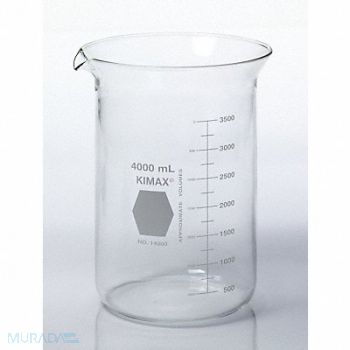 KIMBLE KIMAX Beaker Low Form Glass 4000mL PK6, 38VK22