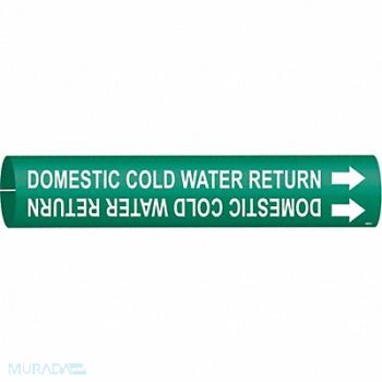 BRADY Pipe Marker Domestic Cold Water Return, 9LE94