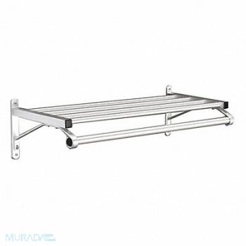 GLARO Coat Rack 1 Shelf 24 In W Satin Aluminum, 9LEA8