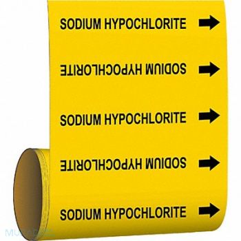 BRADY Pipe Mrkr Sdium Hypochlorite 8in H 8in W, 9LEC2