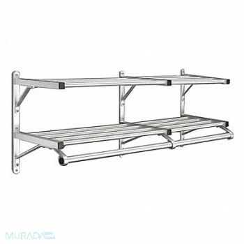 GLARO Coat Rack 2 Shelves 36 In W Satin Alum, 9LEC5