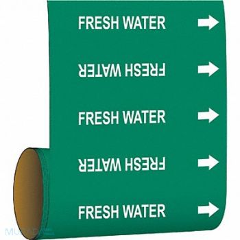 BRADY Pipe Marker Fresh Water 12 in H 12 in W, 9LET3
