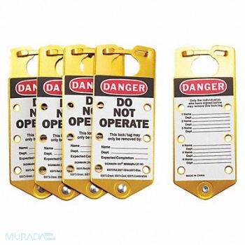 BRADY J5049 Labeled Lockout Hasp Gold 6 Padlock PK5, 9MFH7