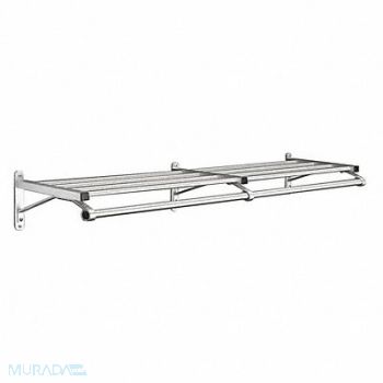 GLARO Coat Rack 1 Shelf 60 In W Satin Aluminum, 9NNH2
