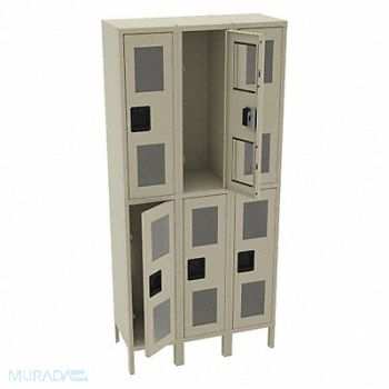TENNSCO Wrdrb Lockr Clearview 3 Wide 2 Tier Sand, 9NYV6