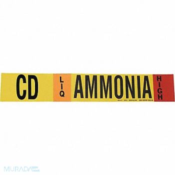 BRADY Pipe Marker Ammonia 2 1/4 in H 14 in W, 9PXU5