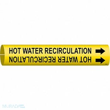 BRADY Pipe Marker Hot Water Recirculation, 9PYU4