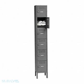 TENNSCO Box Locker Louvered 1 Wide 6 Tier Gray, 9RZJ7